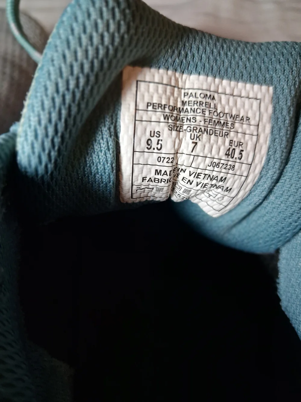 Merrell Mens Gray with Teal Trail Shoes Lace Up Size 9.5